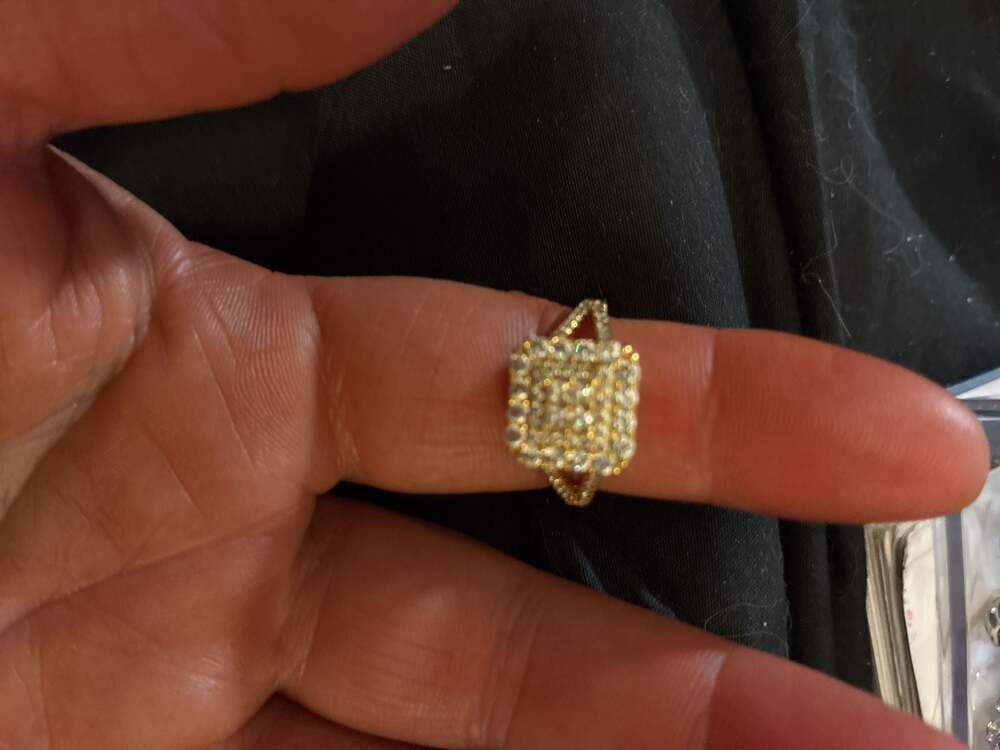 Cushion Cluster Statement Ring with Multi-Diamond Split Shank in Yellow Gold